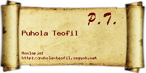 Puhola Teofil névjegykártya